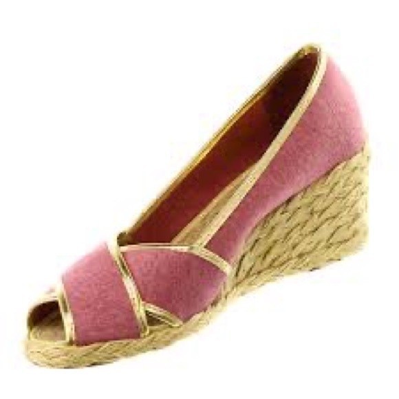 Lauren Ralph Lauren Cecilia slip on espadrille wedge sandal pink gold size 9 - Picture 6 of 13
